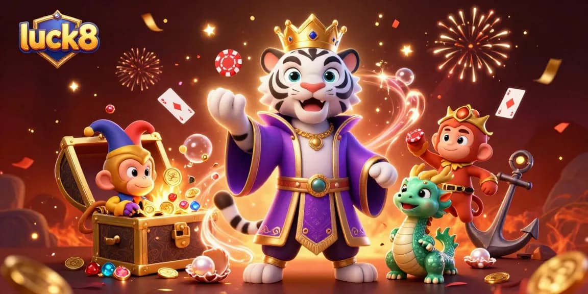 Engage in thrilling gaming experiences at Luck8, featuring unique characters and casino elements.