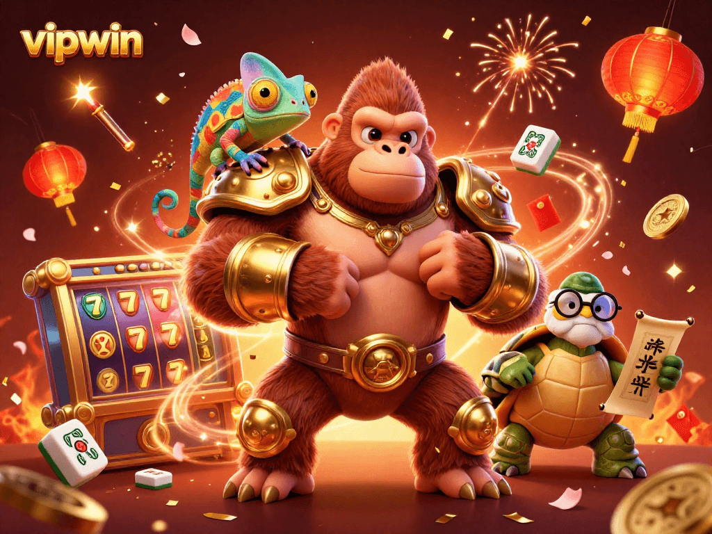 Join the excitement at vipwin with vibrant slot reels and colorful gaming elements.