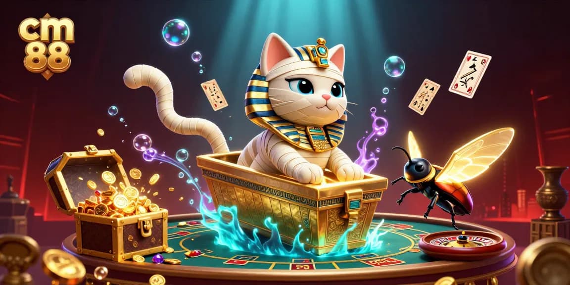 Win big at cm 88 with the thrilling Egyptian mummy cat in a pyramid casino!
