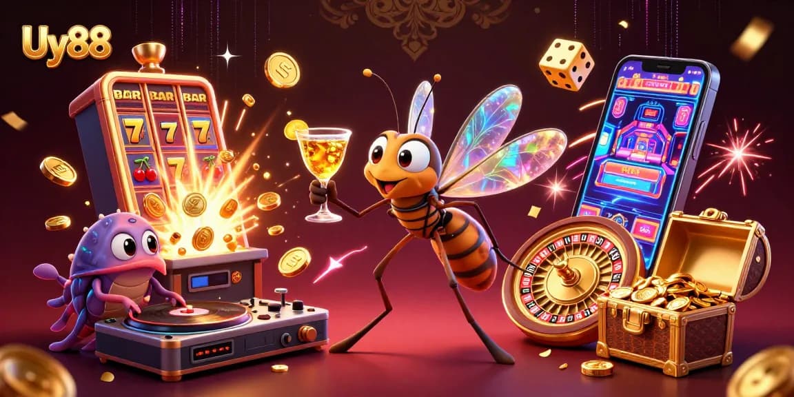 Experience thrilling adventures with Uy88 as vibrant characters enhance the casino atmosphere.