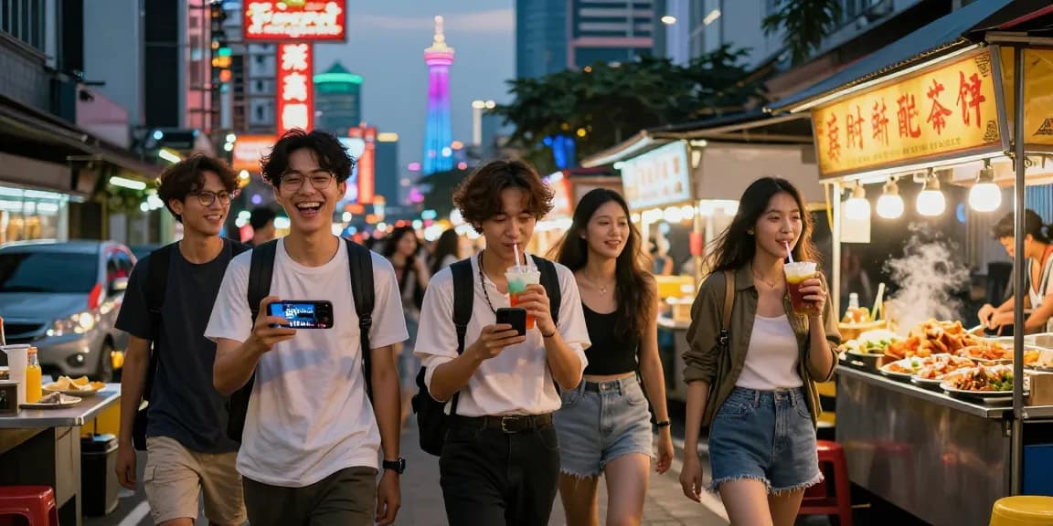 Friends enjoying nightlife in Jakarta while exploring the tisu4d gaming experience.