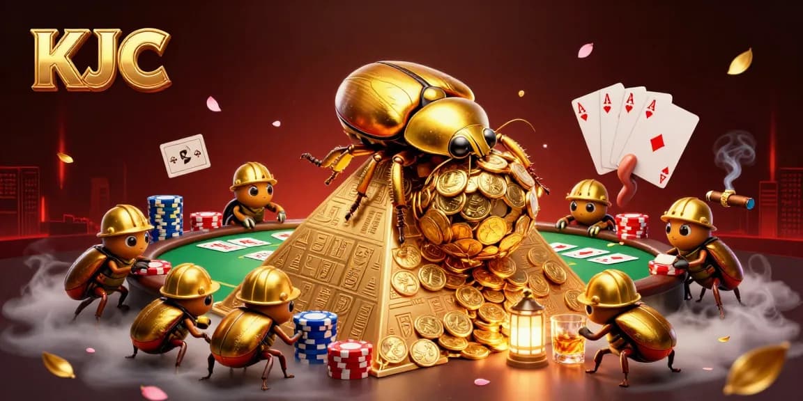 KJC invites players to experience thrilling casino moments led by a massive golden dung beetle.