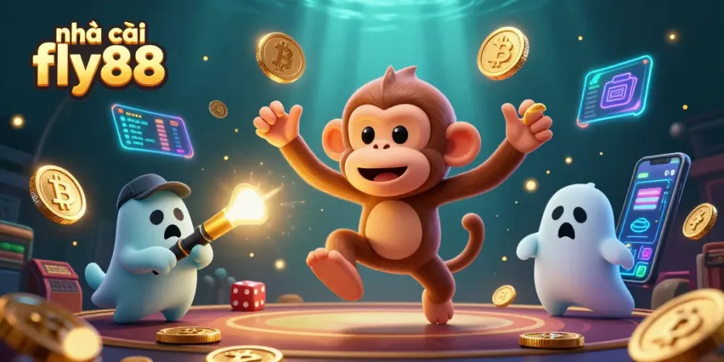 Engage with nhà cái fly88 in this vibrant 3D casino scene showcasing thrilling gaming elements.