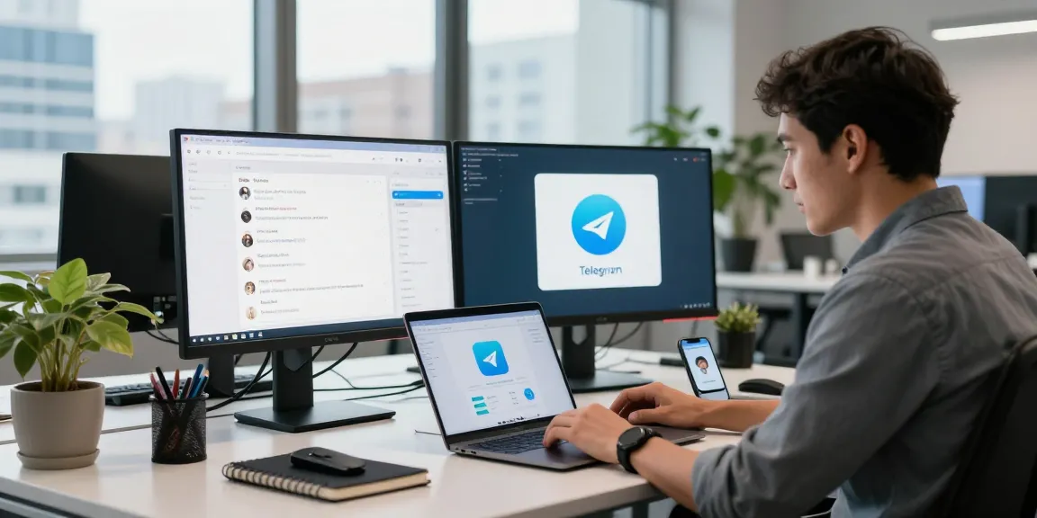 Experience seamless communication with Telegram download in a modern tech workspace.