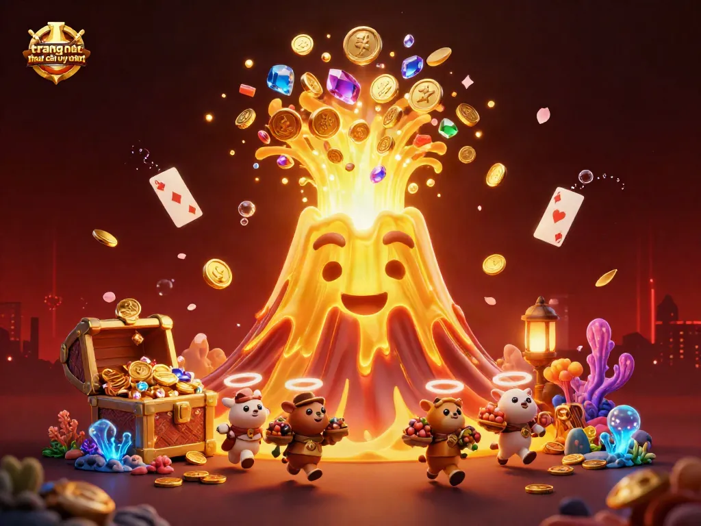 Explore the vibrant scene at trang chủ nhà cái uy tín with golden treasures and playful animals in a captivating casino setting.