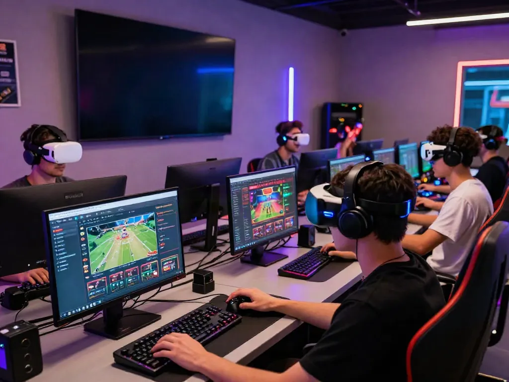 Dynamic gaming scene at TA88 featuring players using advanced technology in an engaging and energetic atmosphere.