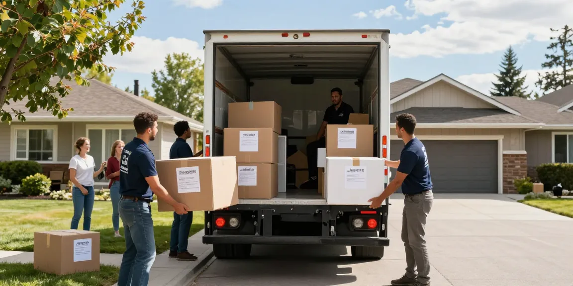 Calgary movers expertly loading boxes and furniture into a moving truck, ensuring a stress-free relocation.