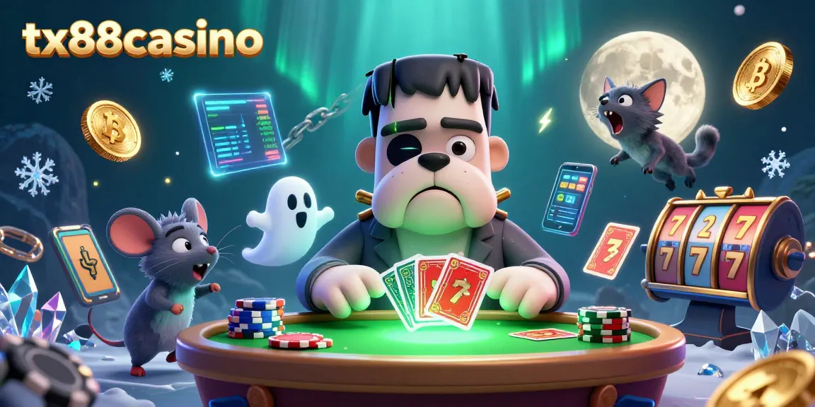 Engage in thrilling gaming at tx88casino with a vibrant 3D illustration of lively casino characters and crypto elements.