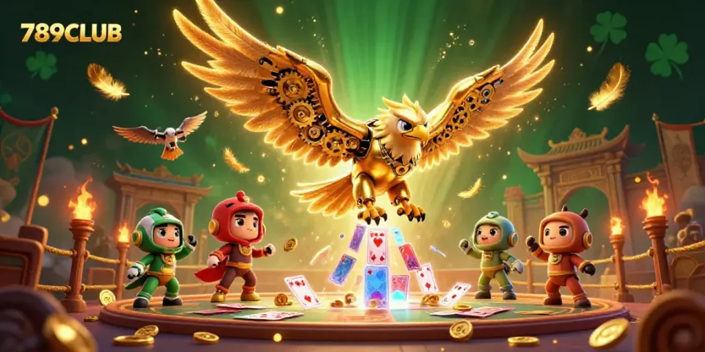 Experience thrilling action in 789CLUB’s vibrant casino scene, featuring epic gaming characters.