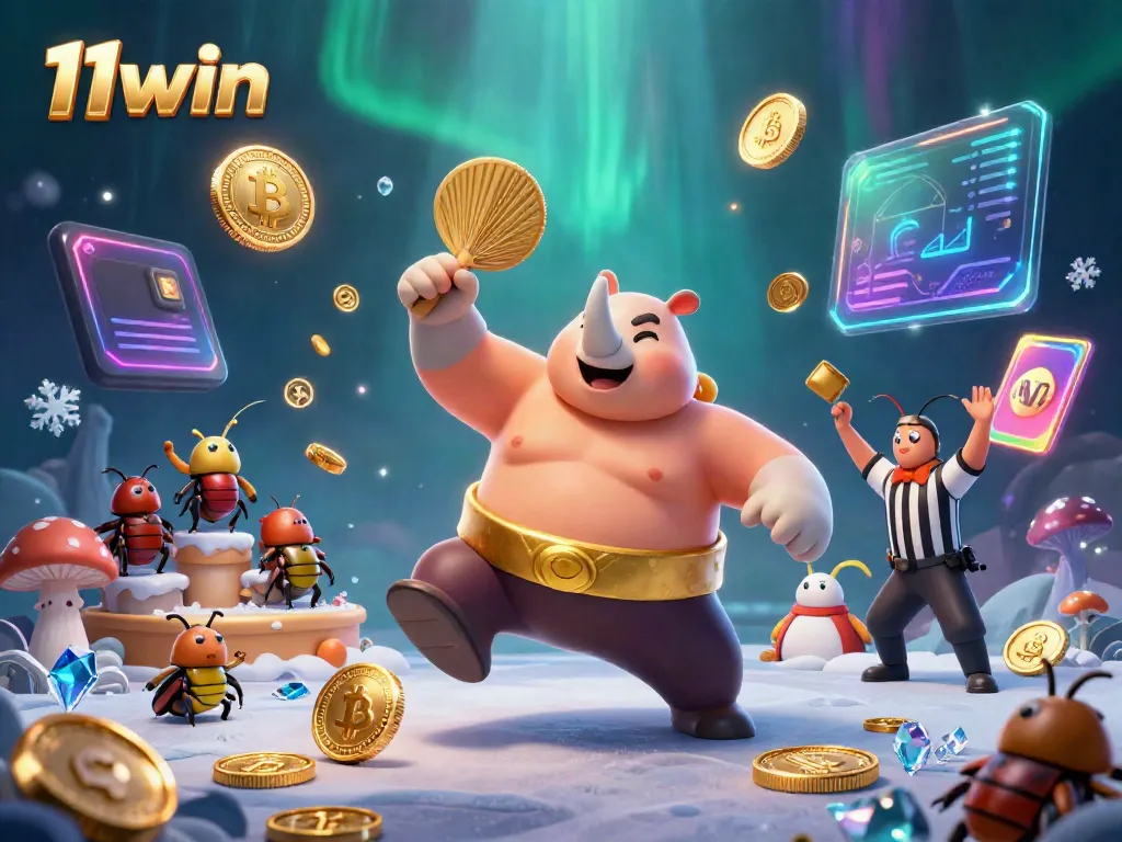 Experience the vibrant casino world with 11win's unique characters and bright digital elements.