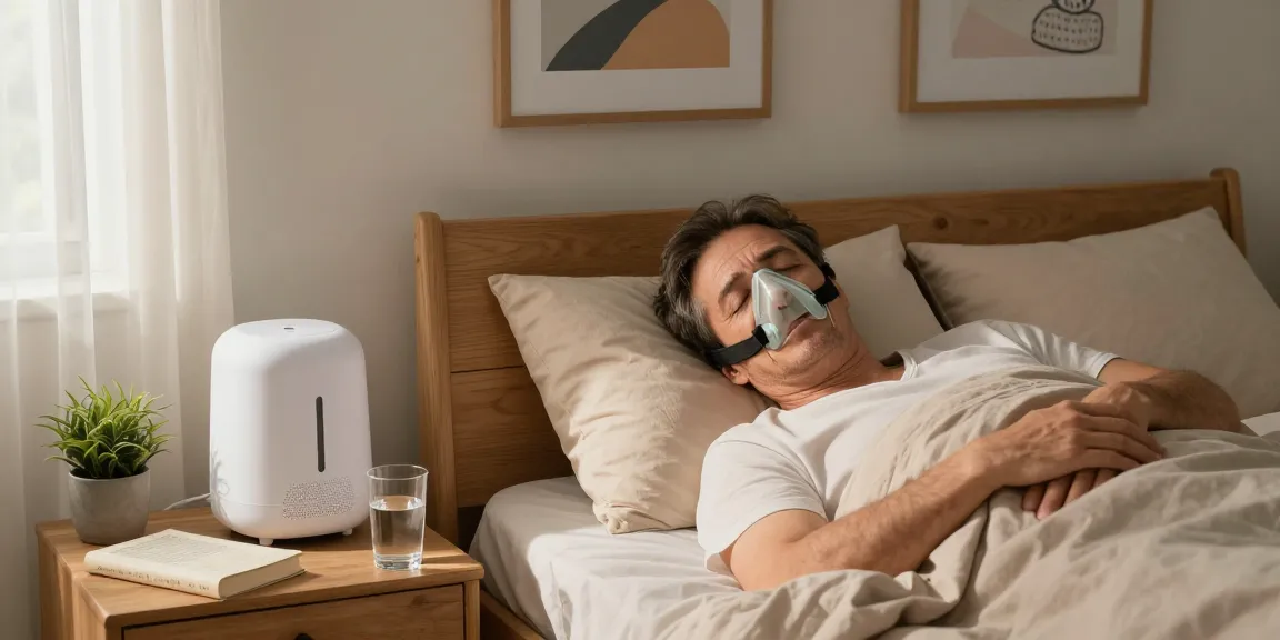 Person peacefully sleeping in a cozy bedroom with CPAP mask, highlighting cpap dealers near me