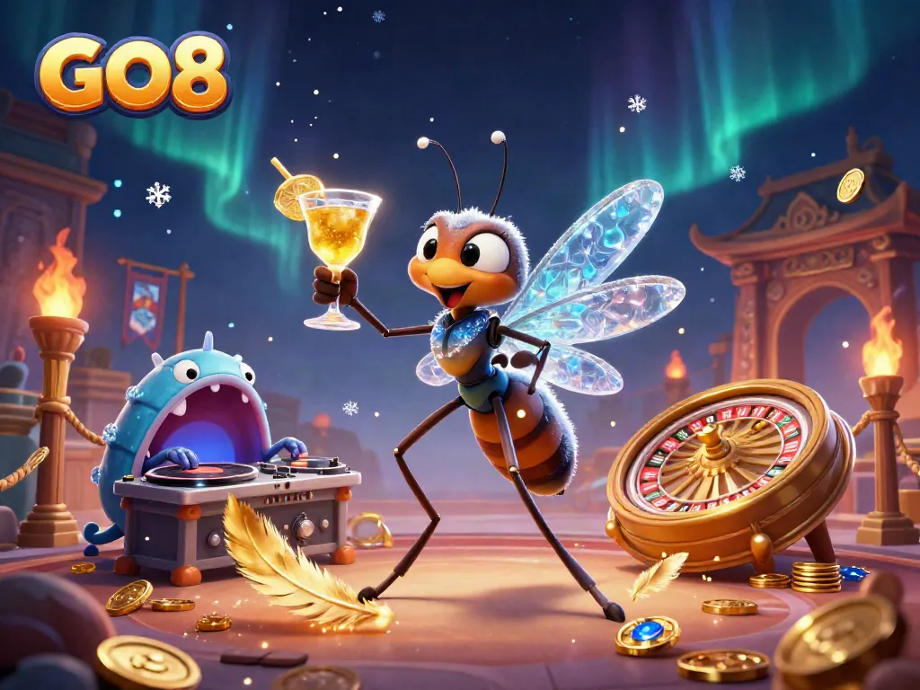 Experience the excitement of GO8 casino with vibrant 3D characters and dynamic gaming elements.