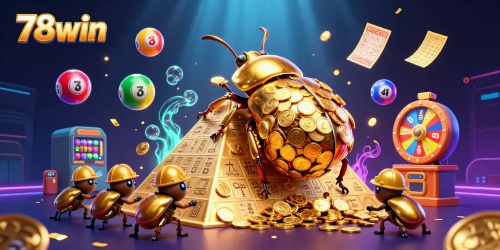 Engage with thrilling lottery action at 78win featuring vibrant bouncing balls and golden treasures.