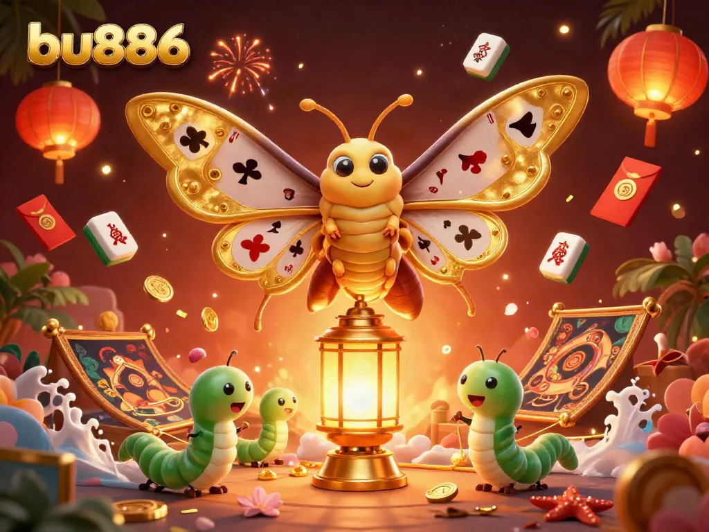Experience excitement at bu886 with vibrant casino-themed digital illustration featuring a majestic atlas moth.