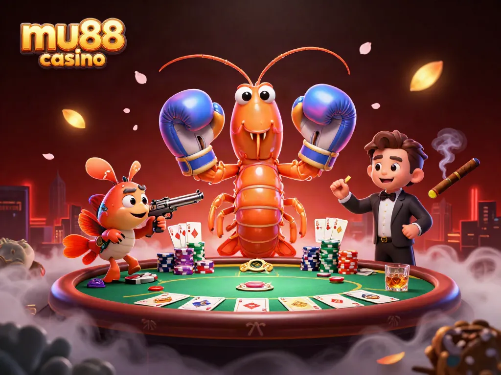 Join the adventure at mu88 casino with a dynamic 3D shrimp party at the poker table.