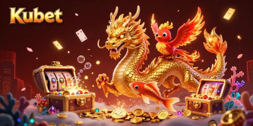 Kubet lets players embark on a rewarding gaming adventure with a golden dragon and coins.