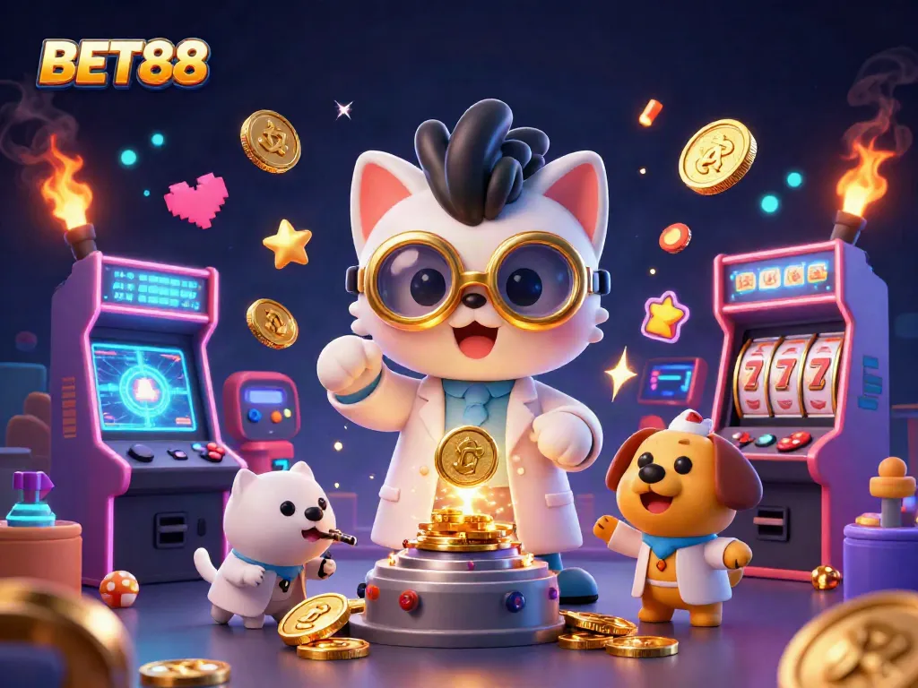 BET88 chơi game slot với hình ảnh động máu lửa và tiền vàng bay lung tung