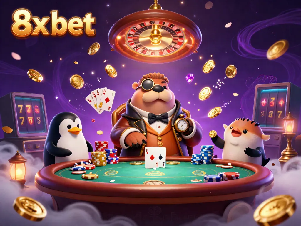 Experience the layered excitement of 8x bet with a whimsical underwater casino scene featuring charming characters.