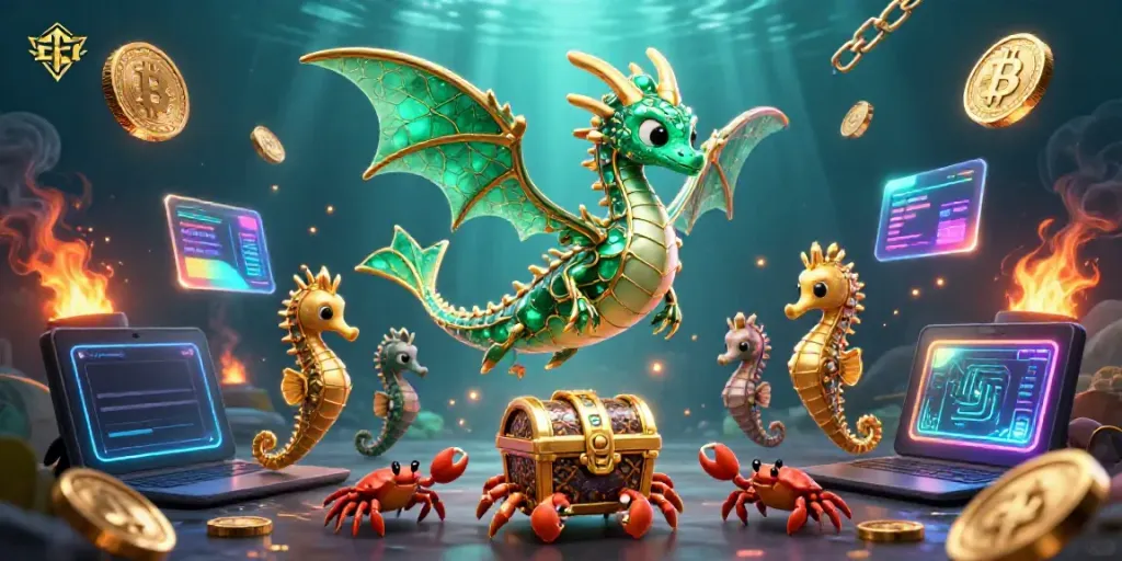 Engage in exhilarating gaming with SUNWIN, featuring vibrant underwater dragon and crypto elements.