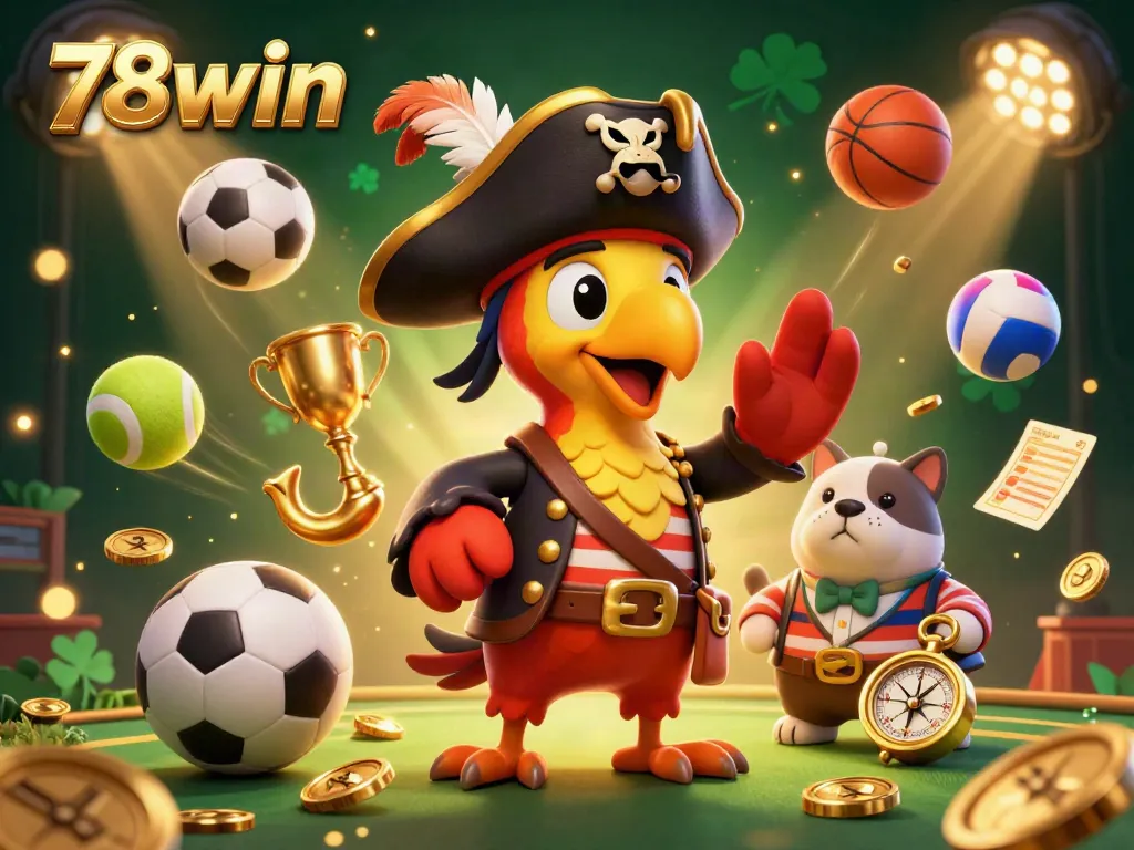 Engage with 78win's dynamic gaming experience featuring lively characters in a colorful gambling scene.