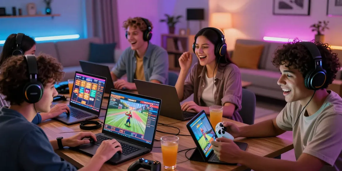 Users engaging in thrilling katatogel gaming experiences in a vibrant setting.