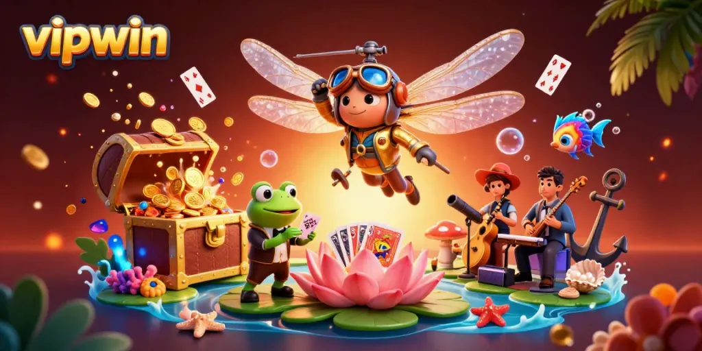 Experience excitement at the vipwin lily pad casino with a dragonfly pilot and frog croupier.