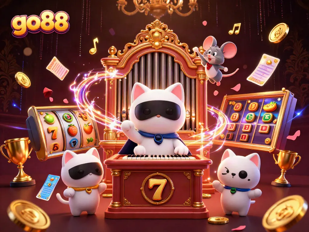 Experience the excitement of go88 slots with a vibrant, dynamic casino illustration featuring engaging game elements.