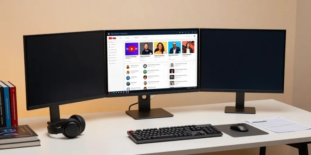 Find YouTube influencers with tech tools in a modern workspace.