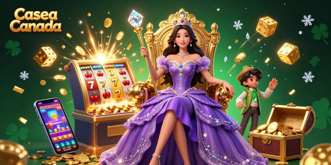 Experience the excitement of Casea Canada with dynamic 3D casino elements and a royal figure amidst thrilling gambling action.