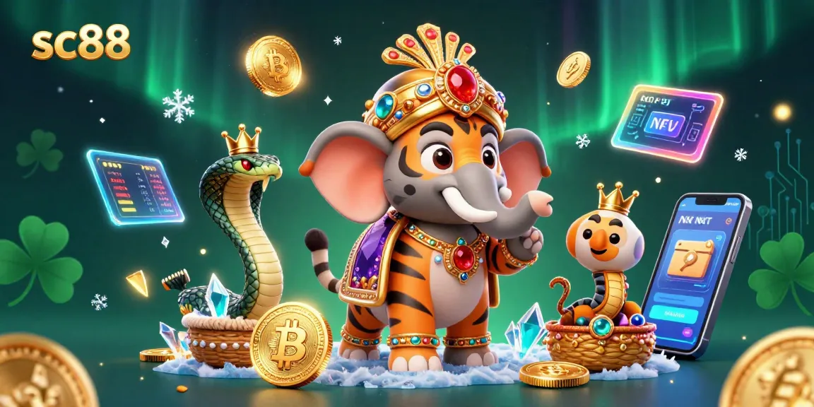 Experience the thrill of sc88 with vibrant 3D casino elements and a majestic character scene.