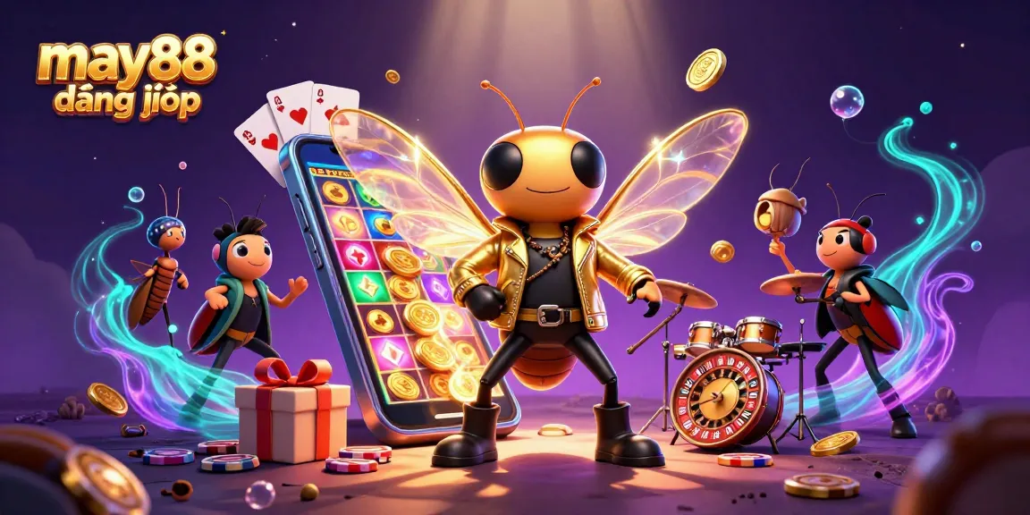 Engage in may88 đăng nhập with colorful slot games and vibrant casino elements showcasing action and excitement.