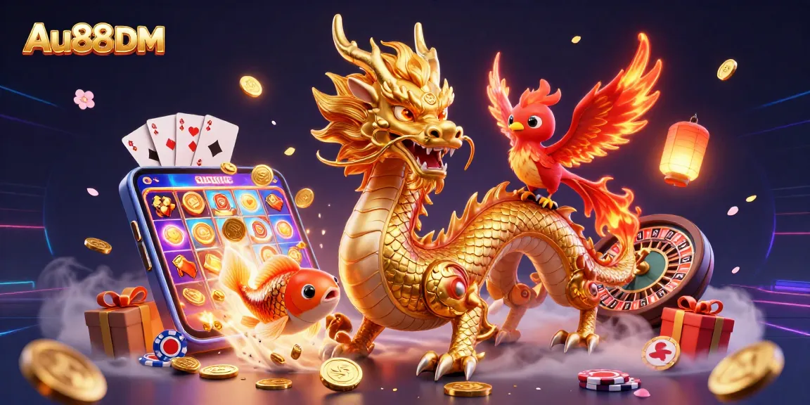 Engage with Au88 DM and experience an exciting casino atmosphere with dragons and thrilling game elements.