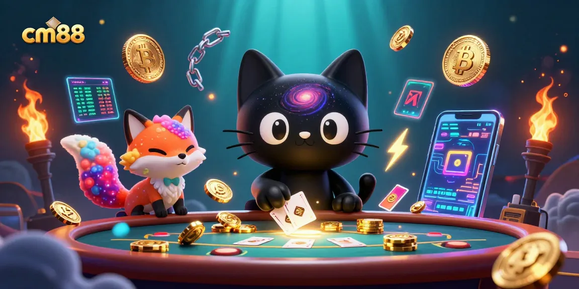 Engage in thrilling gameplay at cm88, with a cosmic casino experience featuring a black hole cat and vibrant game elements.