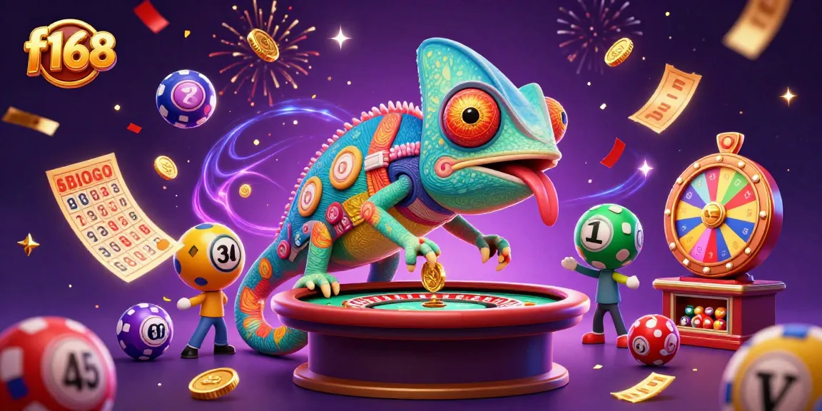 Join the f168 casino world with vibrant lottery balls and golden coins raining down!
