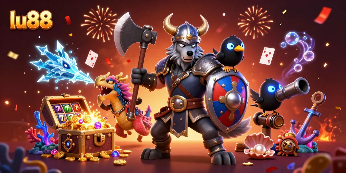 Experience thrilling games like slots at lu88 with dynamic casino elements in a vibrant scene.