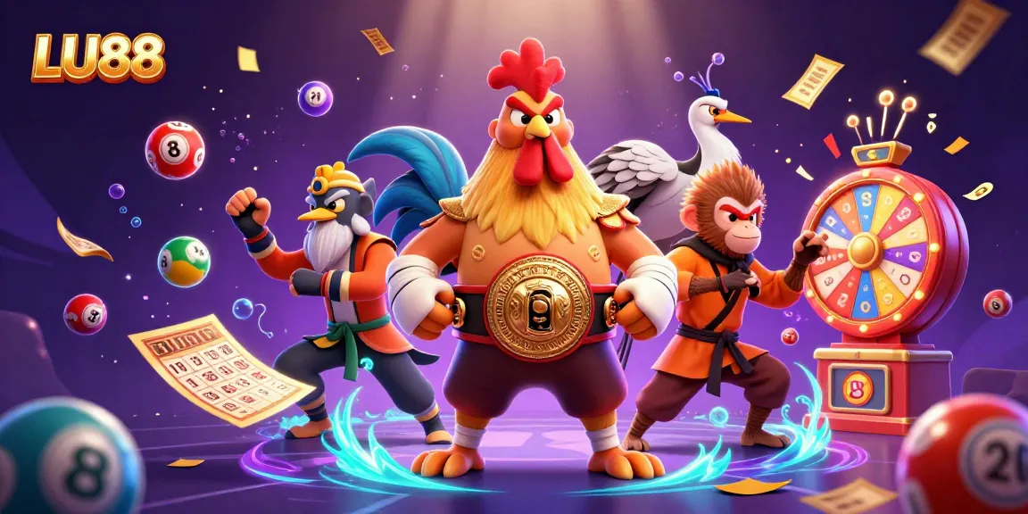 Experience the excitement at LU88 with vibrant gambling elements and captivating characters in this dynamic scene.