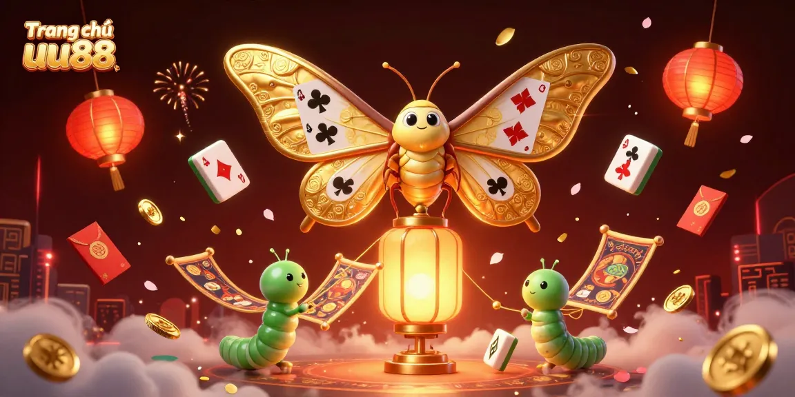 Engage with the excitement of Trang chủ uu88, featuring vibrant casino scenes and a majestic atlas moth.