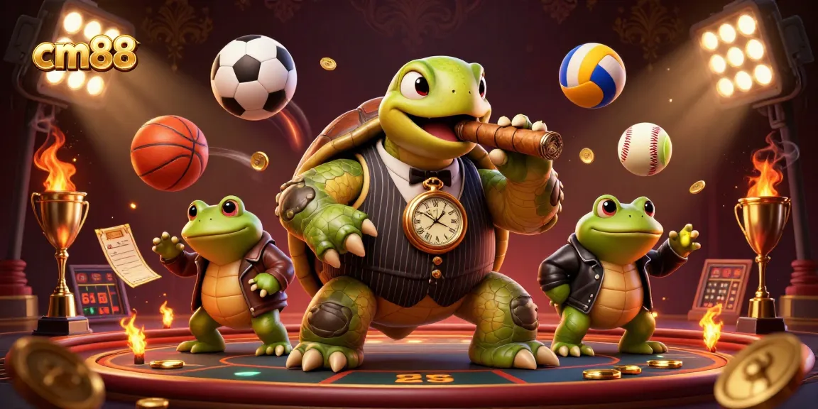 Engage with cm88's captivating casino scene featuring a snapping turtle and bullfrog enforcers.