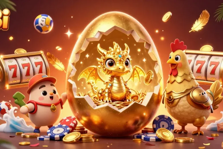 Experience the excitement of 88i with a golden baby dragon and vibrant lottery elements in a dynamic casino scene.