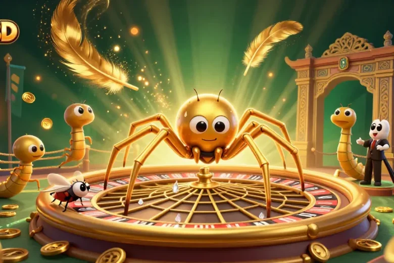 Experience thrilling bets at 75BD with our vibrant 3D illustration featuring a unique roulette web.