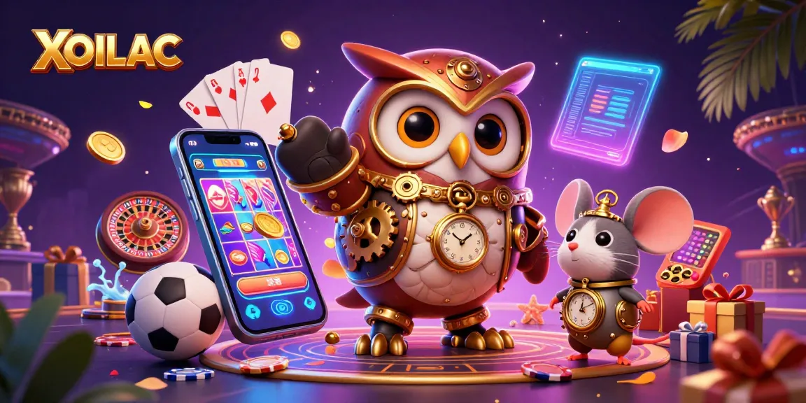 Bet and win with XOILAC: A 3D sports betting adventure featuring vibrant casino elements.