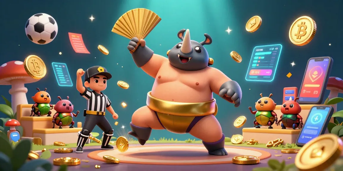 Xoilac sports betting celebration with flying coins and vibrant visuals, featuring an exciting beetle champion.