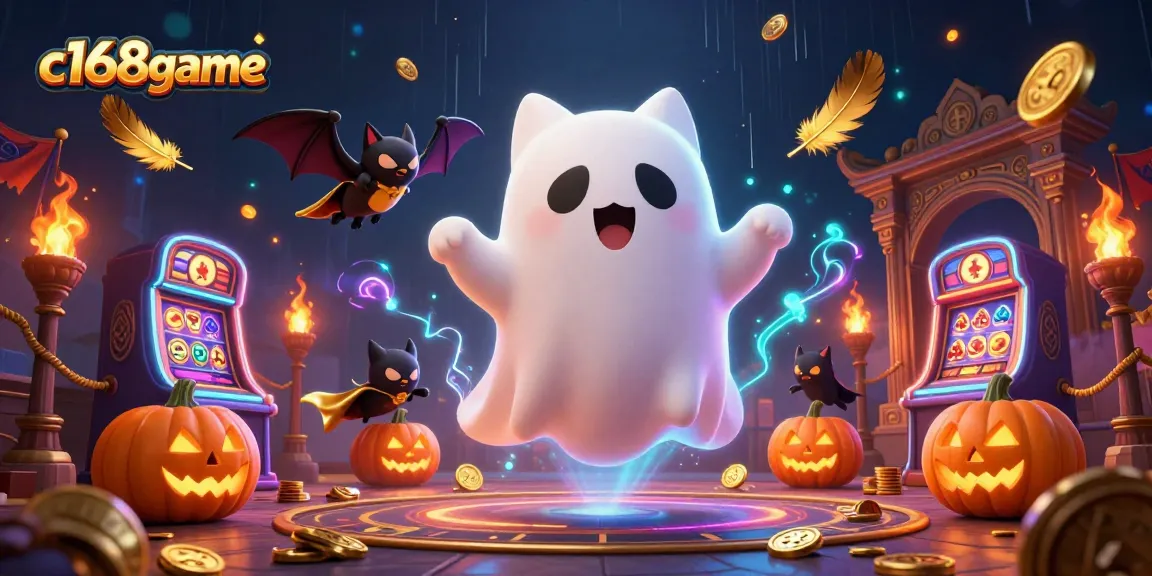 Join the fun at c168game in this vibrant haunted casino scene with exciting gambling elements.