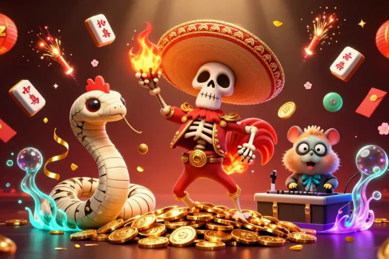 Engage with sc88az as vibrant casino elements burst around a joyous rooster victory.